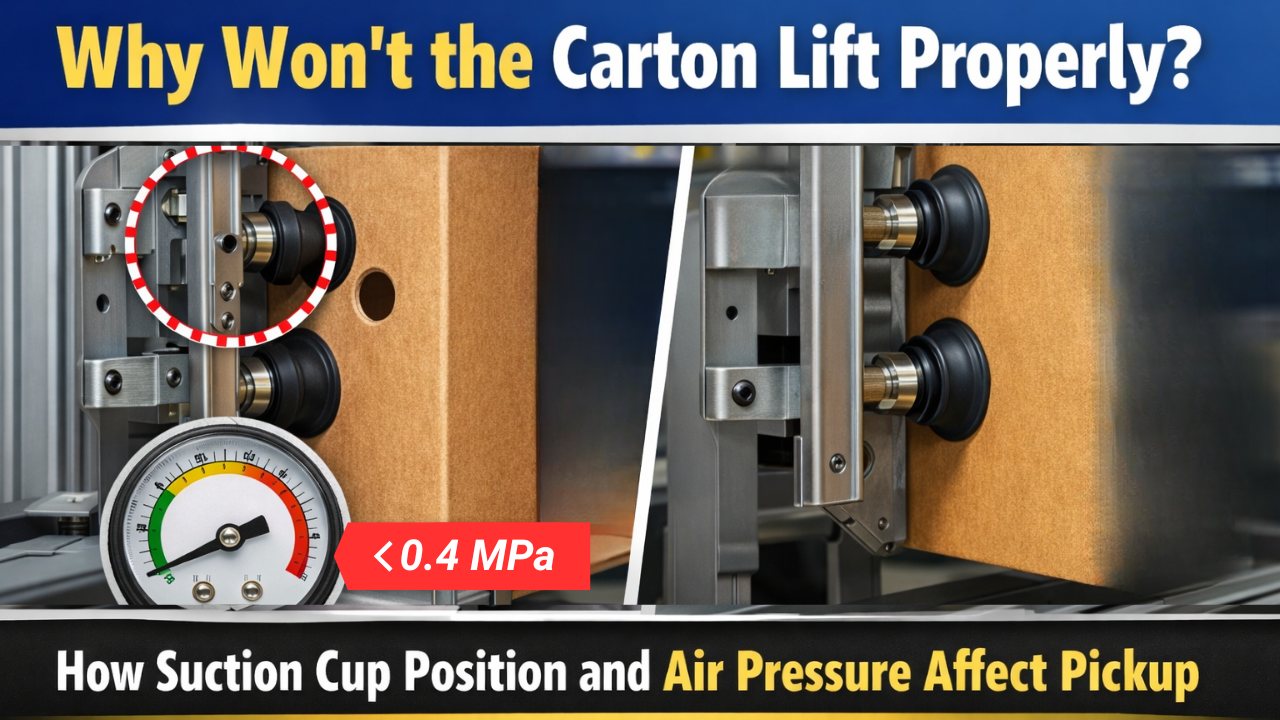Why Won’t the Carton Lift Properly? How Suction Cup Position and Air Pressure Affect Pickup